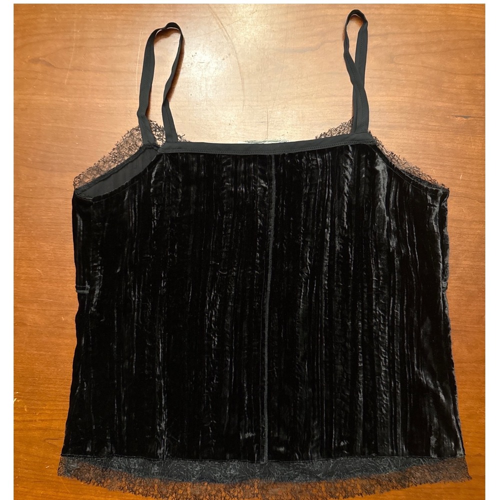 GoSilk camisole Small black silk‎ rayon blend evening y2k lace washable velvet - Picture 6 of 6